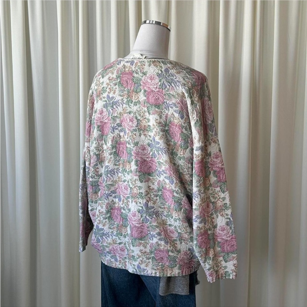 Vintage Glory US Floral Knit Sweater Shabby Chic Rose Print Pastel Pullover. - Picture 4 of 8